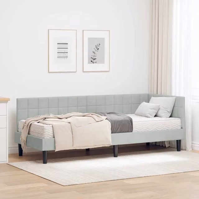 Struttura Letto Angolare con Materasso 2 pz Grigio chiaro 3393958