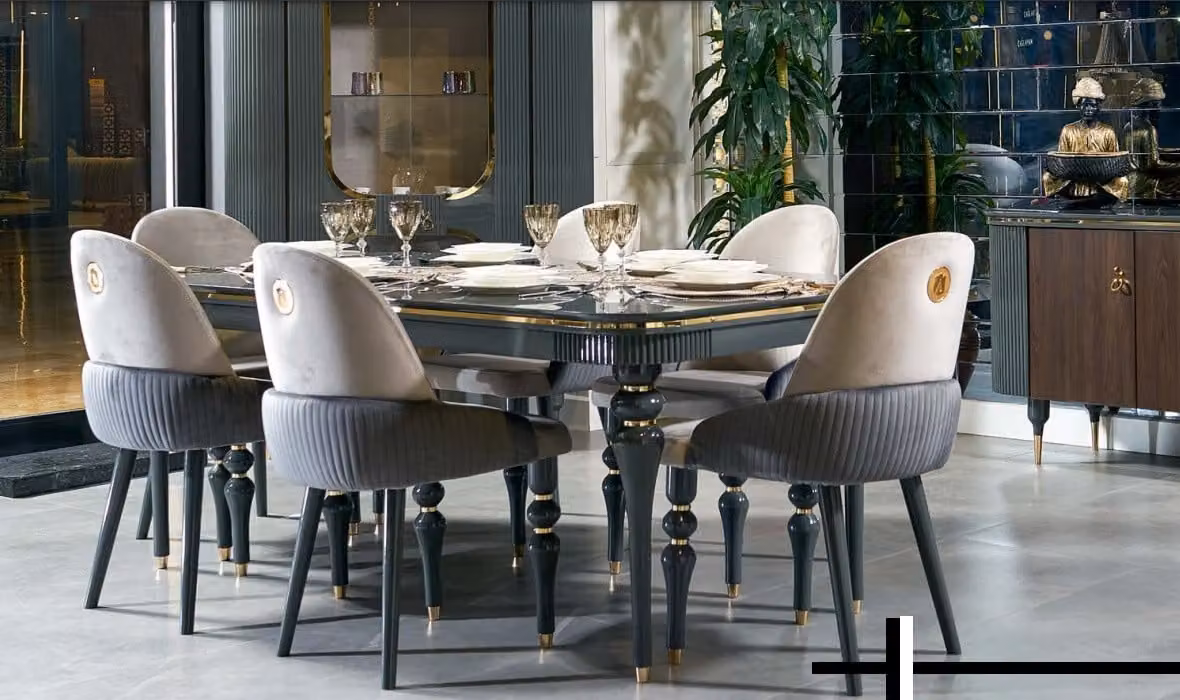 Set sala da pranzo Lehn sedia in velluto tessile 6x gruppo sedie living vero legno