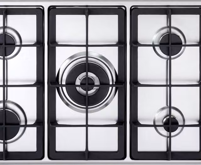 Piano cottura a gas da incasso De'Longhi PLI 59 GHD con 5 fuochi in acciaio inox silver e griglie in ghisa, L: 86 cm