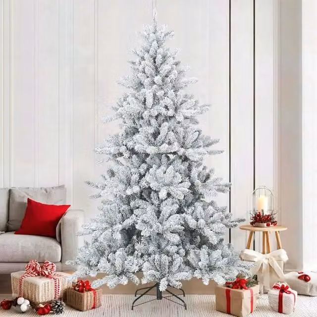 Albero di Natale artificiale snodato vidaXL bianco con effetto neve, Altezza: 130 cm