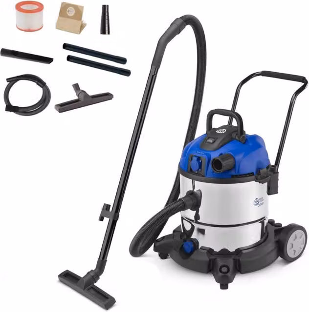 Aspiratore Solidi e Liquidi AR Blue Clean 3780 in Acciaio Inox, 1600 W, 50 l, Colore Blu