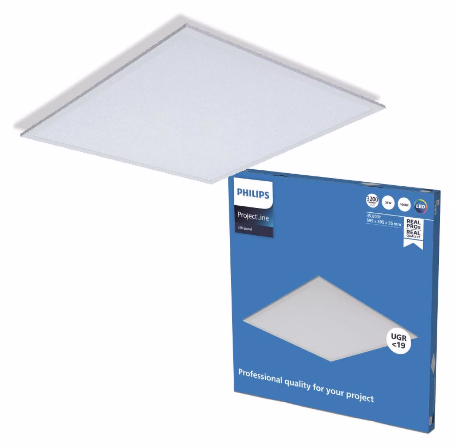 Lampada a incasso Philips, quadrata, da soffitto, bianca, in metallo, grado di protezione IP20, classe di sicurezza II