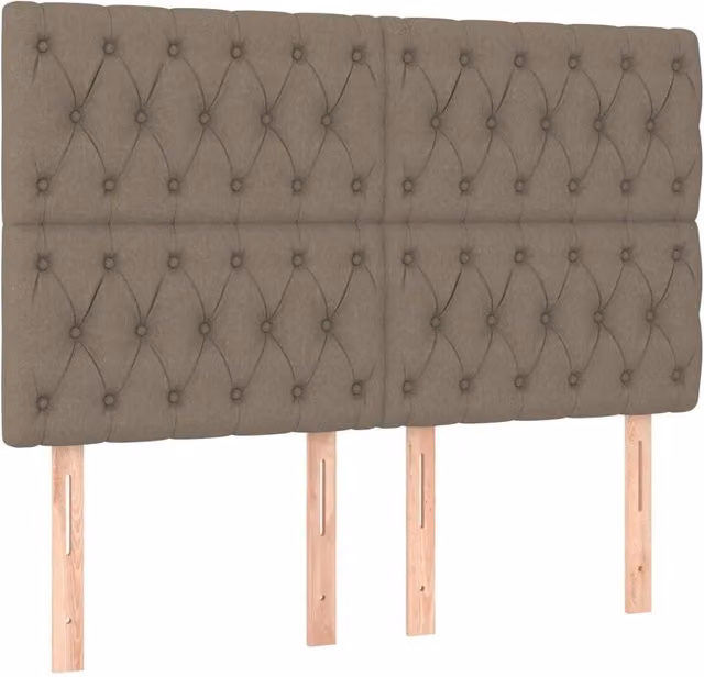 Testata per letto imbottita in tessuto beige con struttura in legno di larice L: 160 cm, P: 7 cm, H: 118-128 cm
