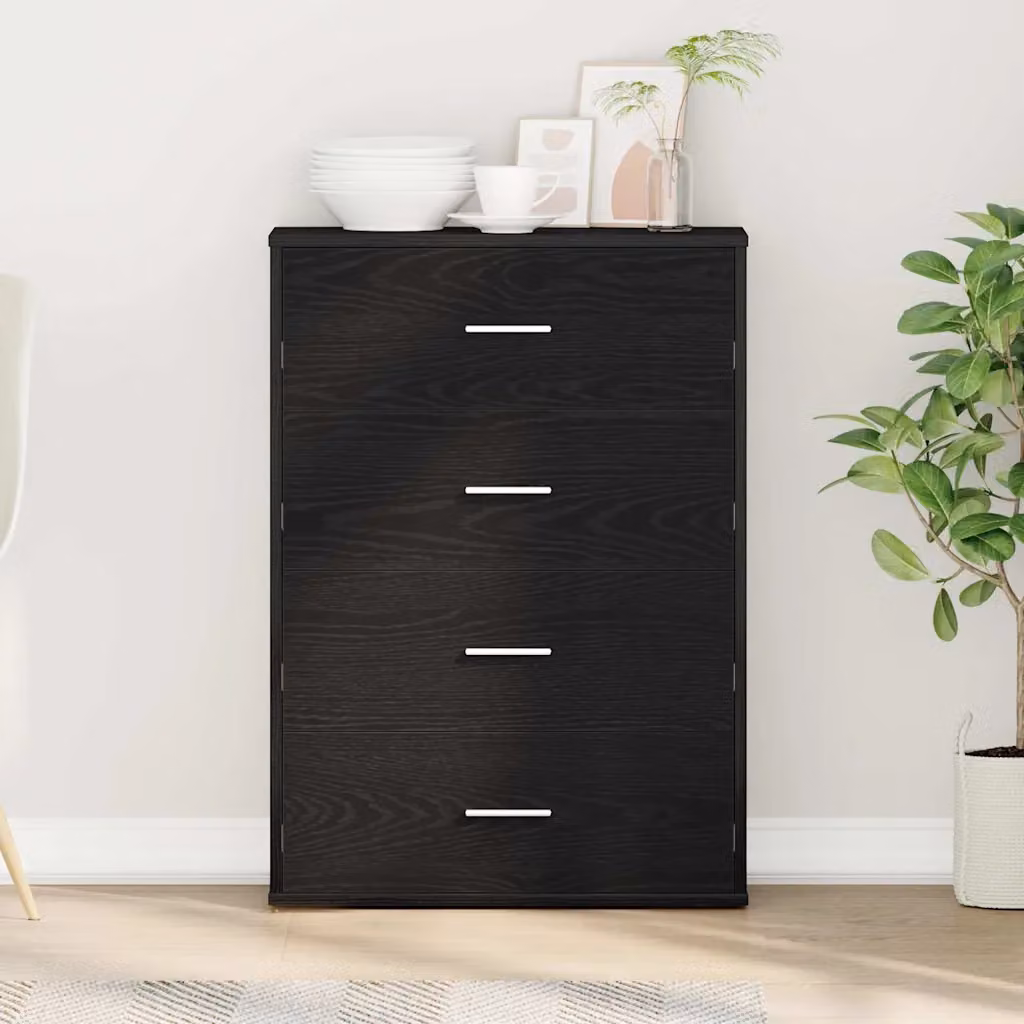 Credenza minimalista vidaXL in legno MDF nero per soggiorno o sala da pranzo L 60 x P 31 x H 84 cm
