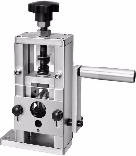 Spelacavi manuale – per cavi da 1,5 a 25 mm – spelacavi per cavi in rame, con leva manuale o controllo tramite trapano, lama temprata in acciaio 64Mn, rulli in acciaio 45# e struttura in alluminio