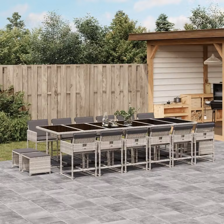 Maison Exclusive - Set da Pranzo da Giardino 17pz con Cuscini Grigio in Polyrattan