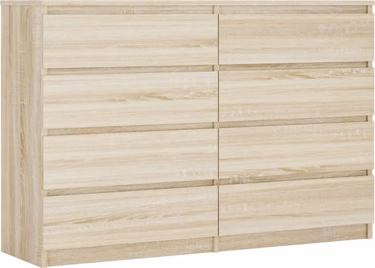 Cassettiera 8 cassetti, colore: rovere Sonoma, 138 x 101 x 39 cm