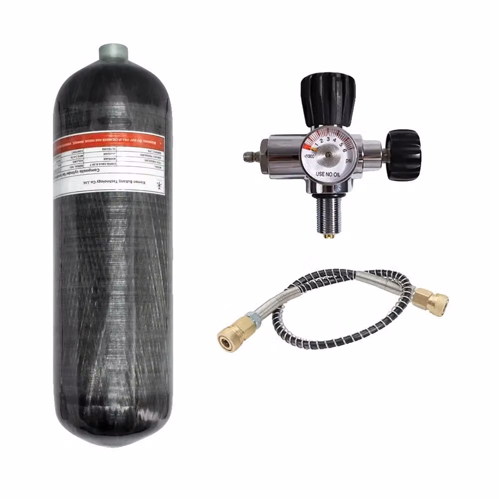 Cilindro in fibra di carbonio ad alta pressione, volume 6,8L, pressione di esercizio 300 BAR, 6,8L con valvola C