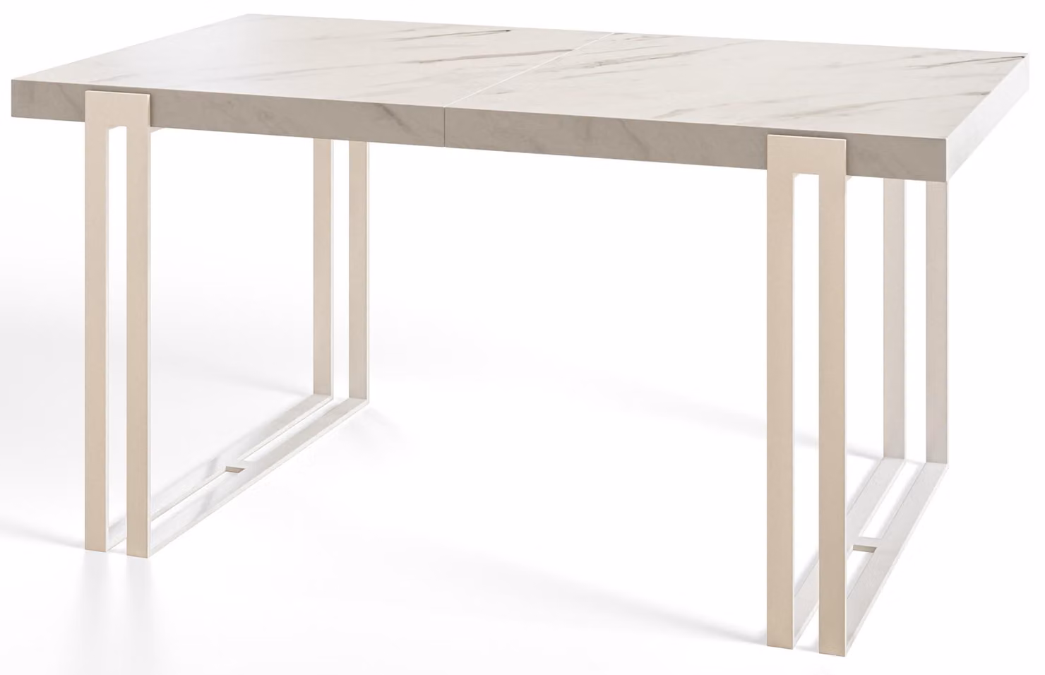Tavolo da pranzo rettangolare allungabile rosa, tavolo da salotto moderno 180-280 x 90 x 77 cm, marmo con gambe in metallo bianco