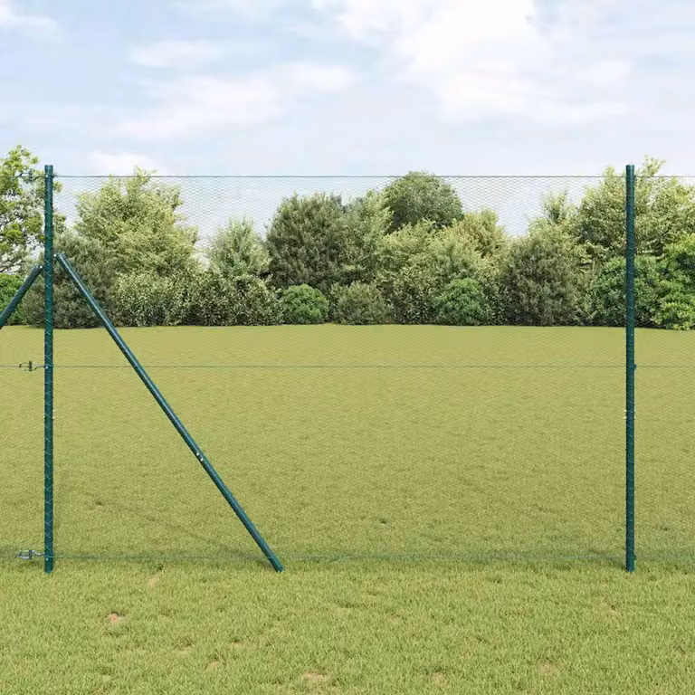 vidaXL Recinzione in rete esagonale verde in acciaio e PVC, L: 50 m, H: 1,6 m