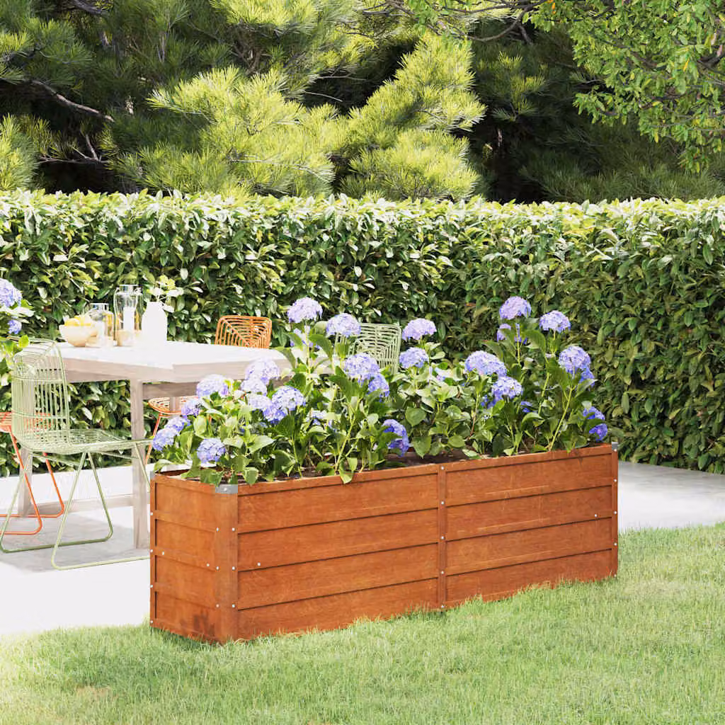 Letto rialzato da giardino vidaXL in acciaio Corten color ruggine L: 160 cm, P: 40 cm, H: 45 cm