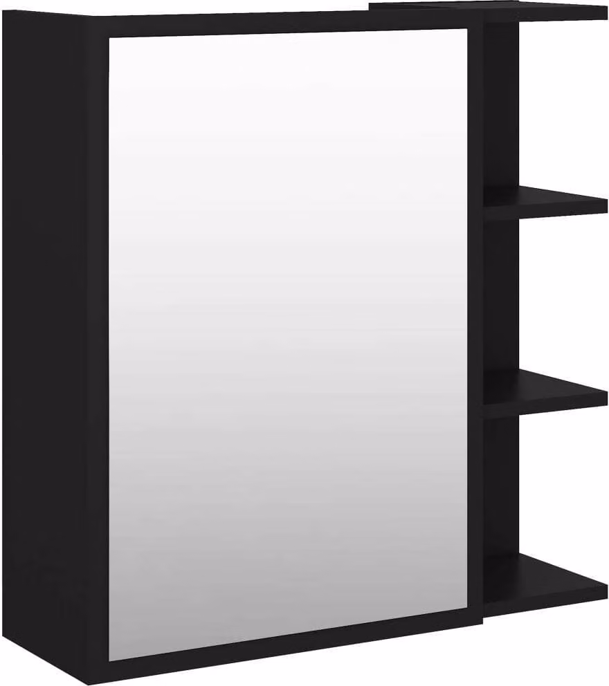 Mobile Bagno con Specchio Nero 62,5x20,5x64cm Legno Multistrato