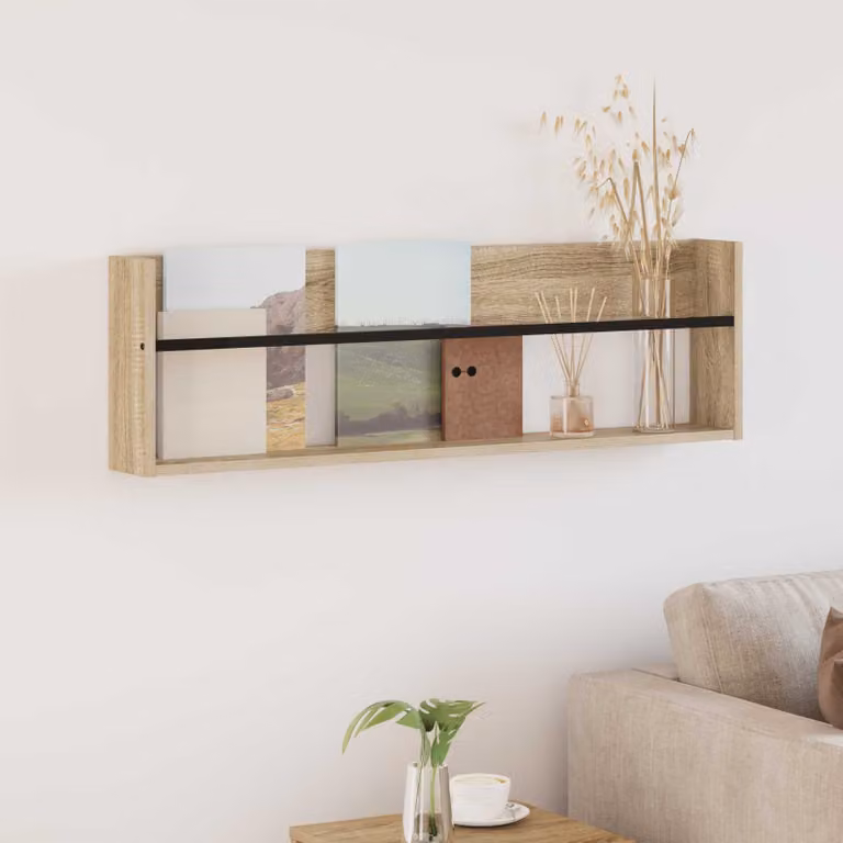 Scaffale per riviste da parete vidaXL in Rovere Sonoma marrone L 100 cm x P 12 cm x H 30 cm