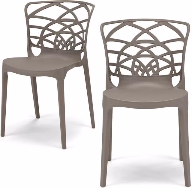 Set di 2 sedie impilabili ARMONIA Redokasa in polipropilene beige, design moderno resistente ai raggi UV per cucina, sala da pranzo o giardino
