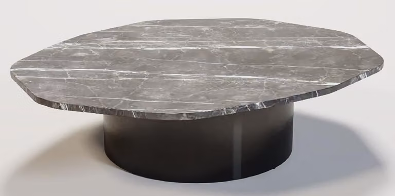 Tavolino Casa Padrino grigio/nero 120 x 100 x h. 30 cm - Tavolo da salotto moderno con piano in marmo - Mobili da salotto - Qualità lusso