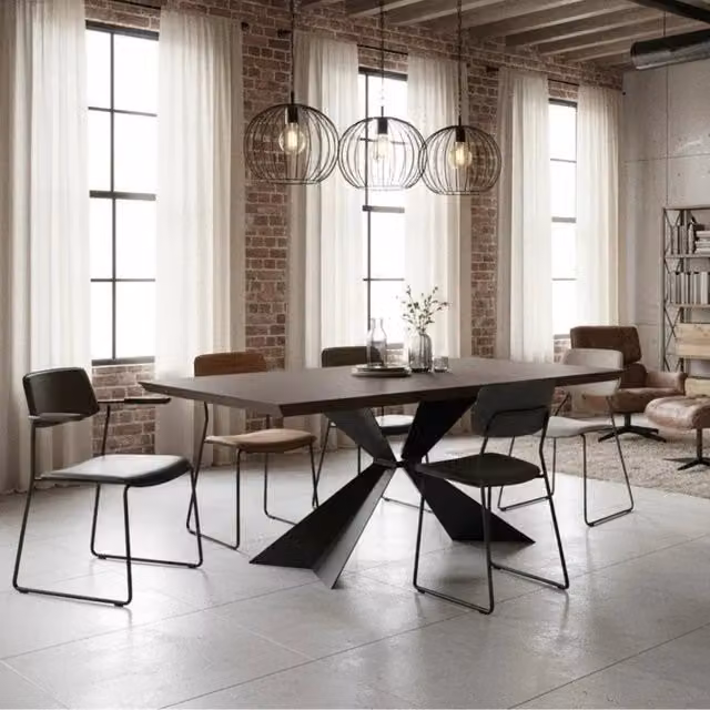 Tavolo da pranzo allungabile Taurus Duzzle in legno di rovere e metallo, colore marrone e nero, L: 200-300 cm, P: 100 cm – 1