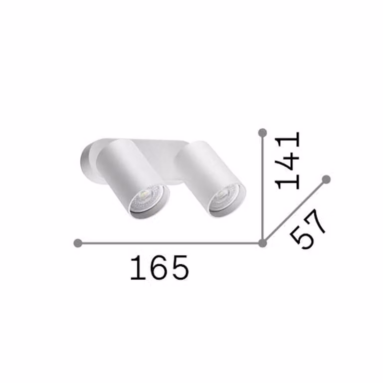 IDEAL LUX Faretto da parete Dynamite Round nero 16,5 cm a 2 luci, Nero, Soggiorno / Sala da pranzo, Metallo, Moderno, Faretto alogeno