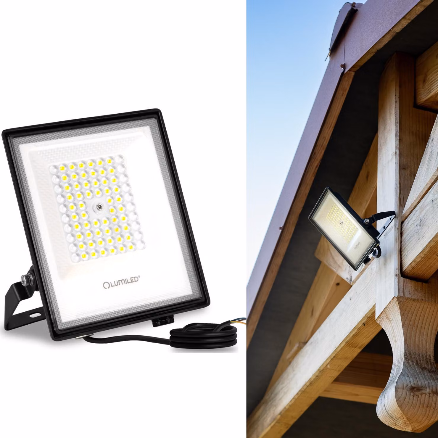LUMILED Faretto a LED con lente 50W proiettore da esterno super luminoso 5500 lm Proiettore a LED da esterno IP65 impermeabile IK05 4000K bianco neutro proiettori proiettori neri