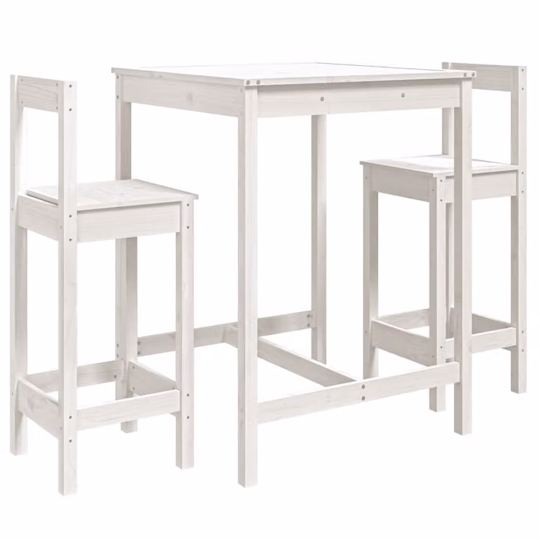 vidaXL Set da bar da giardino 3 pezzi bianco in legno massello di pino