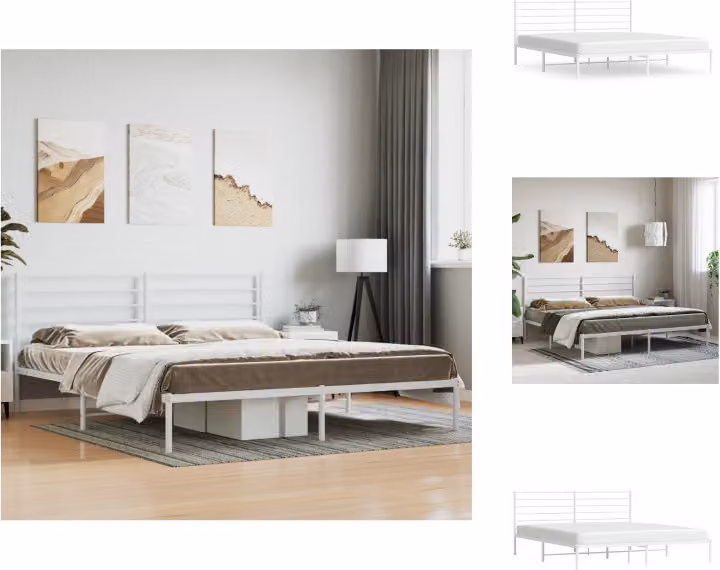 vidaXL Giroletto con testata in metallo bianco 183x213 cm - Letti & reti