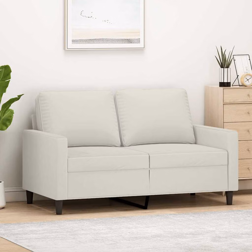 Divano a 2 posti moderno vidaXL in velluto beige con struttura in metallo L: 138 cm, P: 80 cm, H: 77 cm