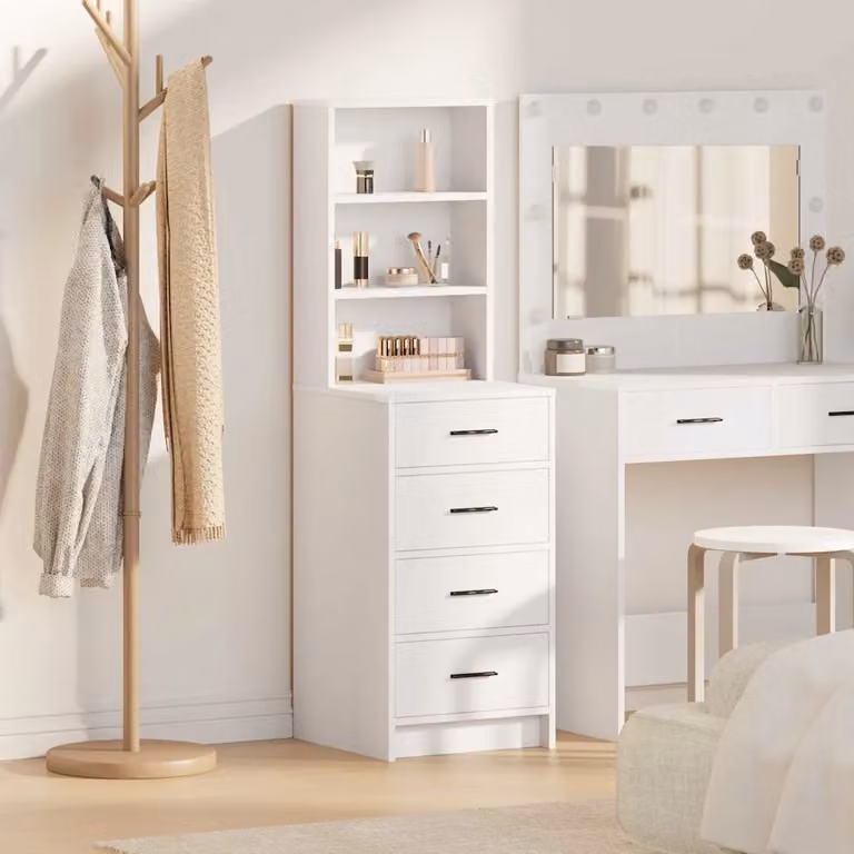 Credenza moderna vidaXL in legno ingegnerizzato bianco L/P/H: 40 x 41 x 135 cm