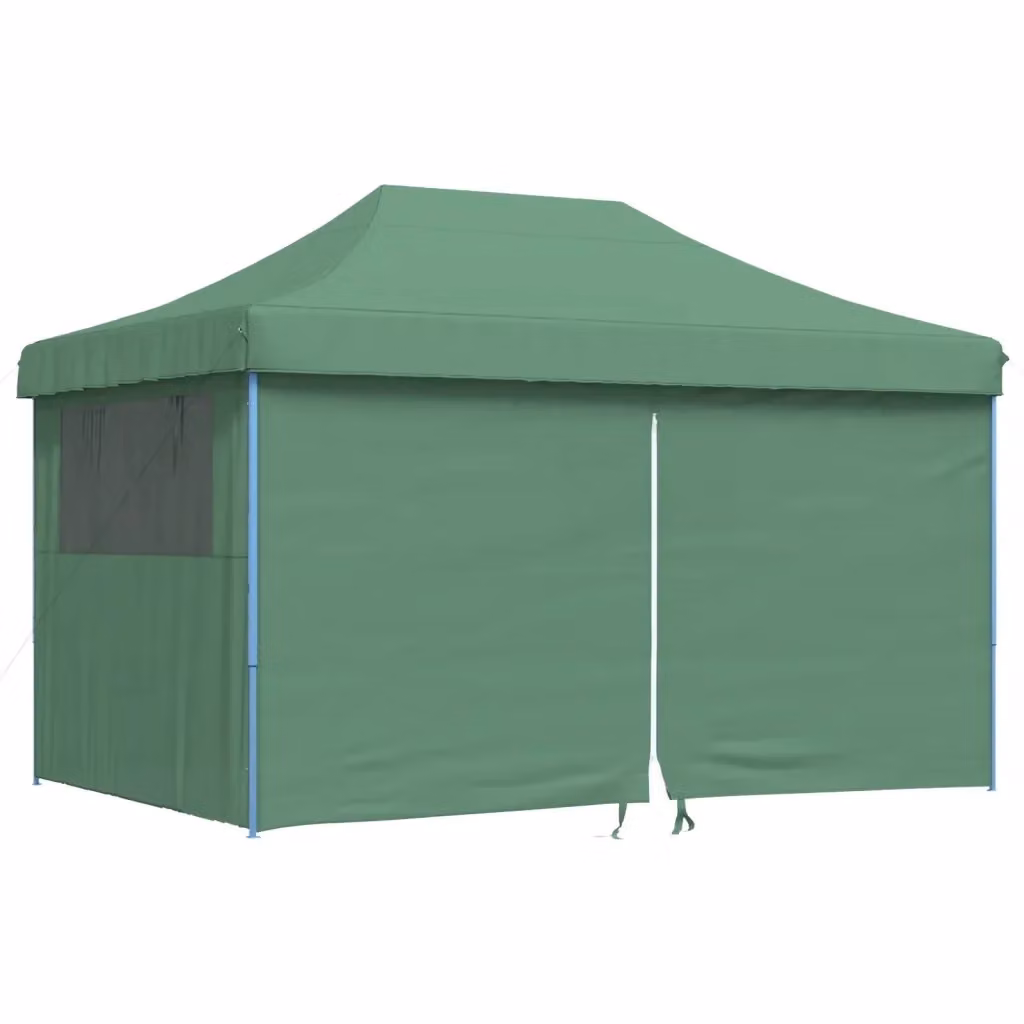 Tendone per feste pieghevole pop-up Videx con 4 pareti e finestre, verde e blu, L: 440 cm, P: 315 cm, H: 292 cm – 2