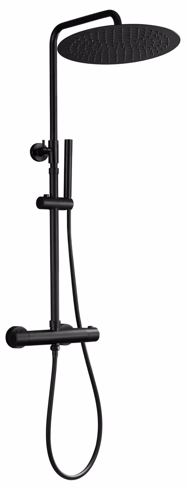 Sistema doccia a pioggia Görbach con barra regolabile, 30 cm, colore nero
