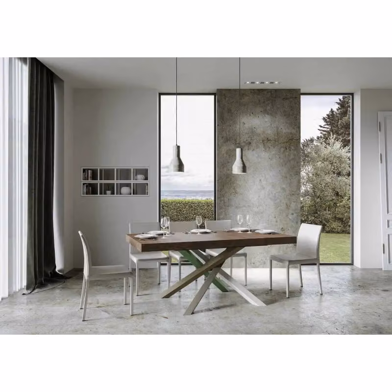 Tavolo allungabile moderno Itamoby Volantis in MDF laminato color noce con struttura in metallo e legno L/P/H: 90 x 180/440 x 77 cm – 2