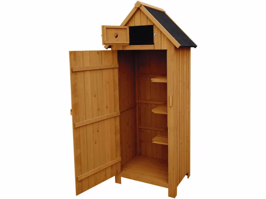 Armadio da giardino Habitat et Jardin in legno marrone con scaffalature e serratura L 77 cm, P 54,5 cm, H 179 cm – 2