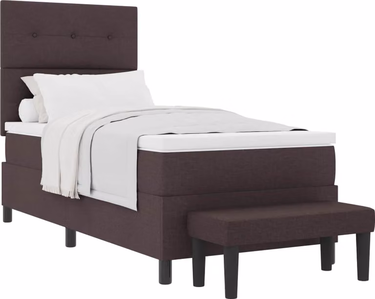 Letto a molle con testiera marrone scuro 100 x 200 cm in tessuto