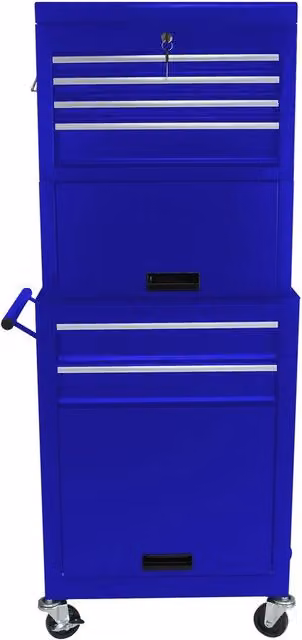 Cassettiera Mobile da Lavoro 2 in 1 MINIMAL in Acciaio Blu con 6 Cassetti su Ruote con Blocco – 1