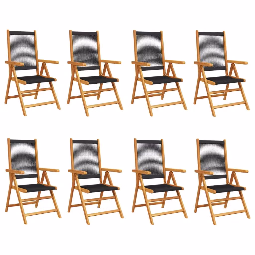Set di 8 sedie pieghevoli reclinabili vidaXL in legno di acacia nero per giardino e terrazzo – 2