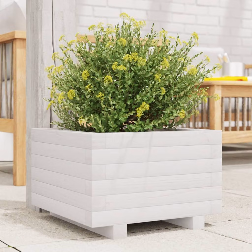 Fioriera da giardino vidaXL in legno di pino bianco L/P/H: 40 x 40 x 26,5 cm