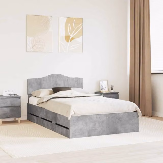 Struttura del letto con cassetto Grigio cemento 135 x 190 cm 3413015