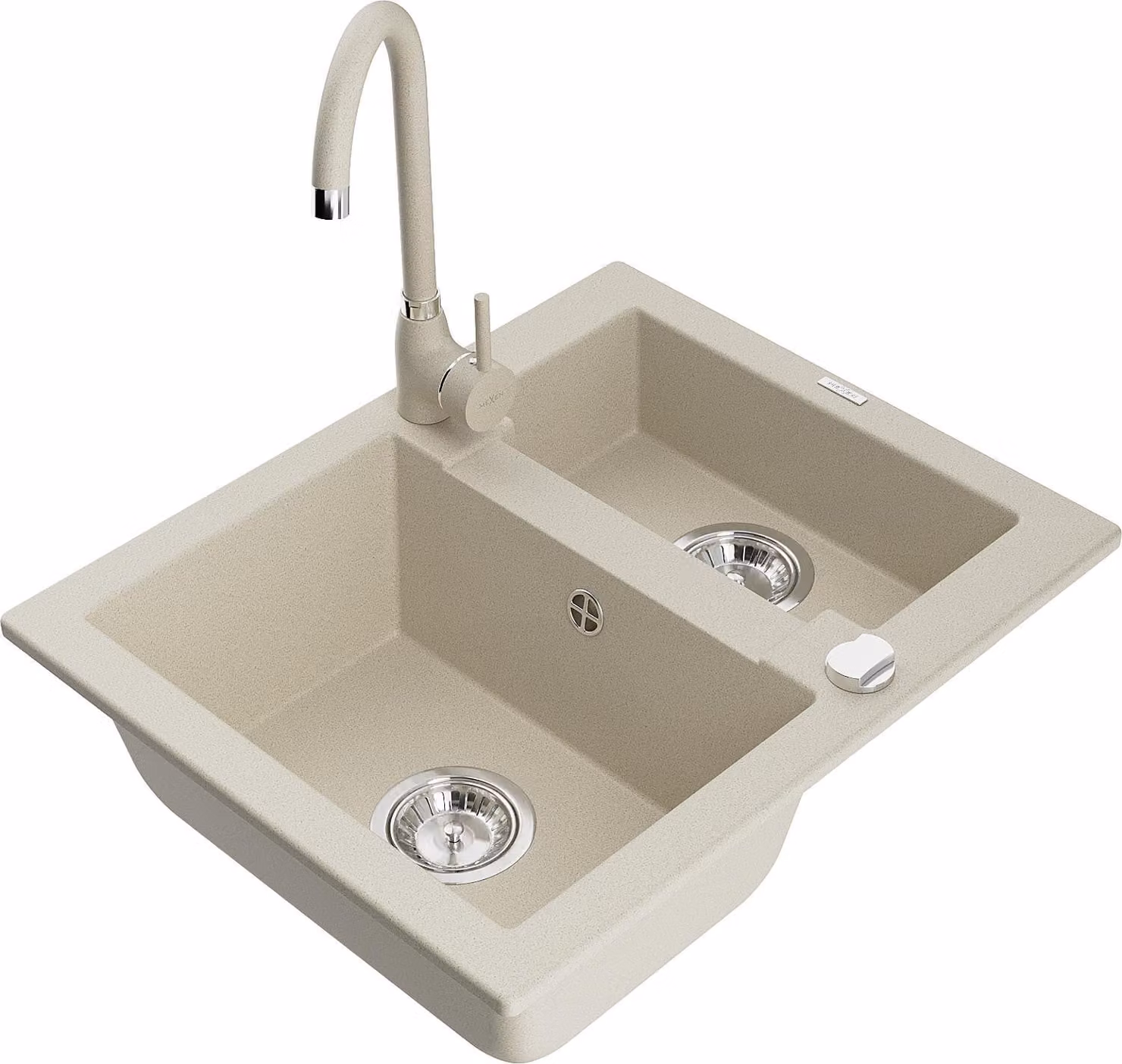 Mexen Carlos lavello in granito 1,5 vasche con miscelatore da cucina Telma, beige - 6518-69-670200-69