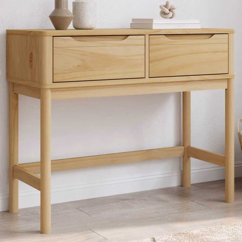 vidaXL Tavolo Consolle FLORO in Legno di Pino Cerato, Marrone, L 89,5 x P 36,5 x H 73 cm