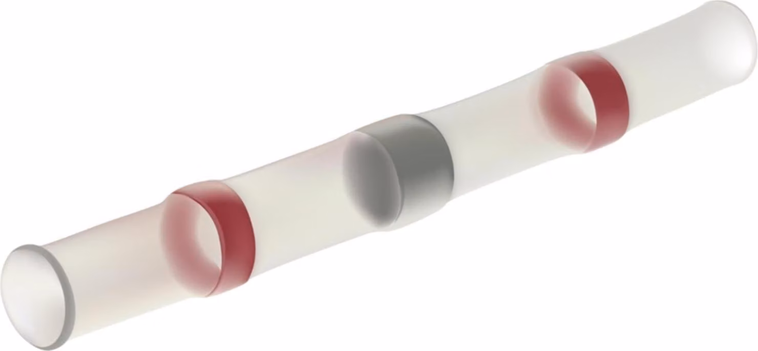 Connettori a crimpare con guaina termorestringente isolante, codifica a colori secondo la norma DIN, sezione da 0,5 mm² a 1,5 mm², colore rosso, trasparenti - 1 pezzo