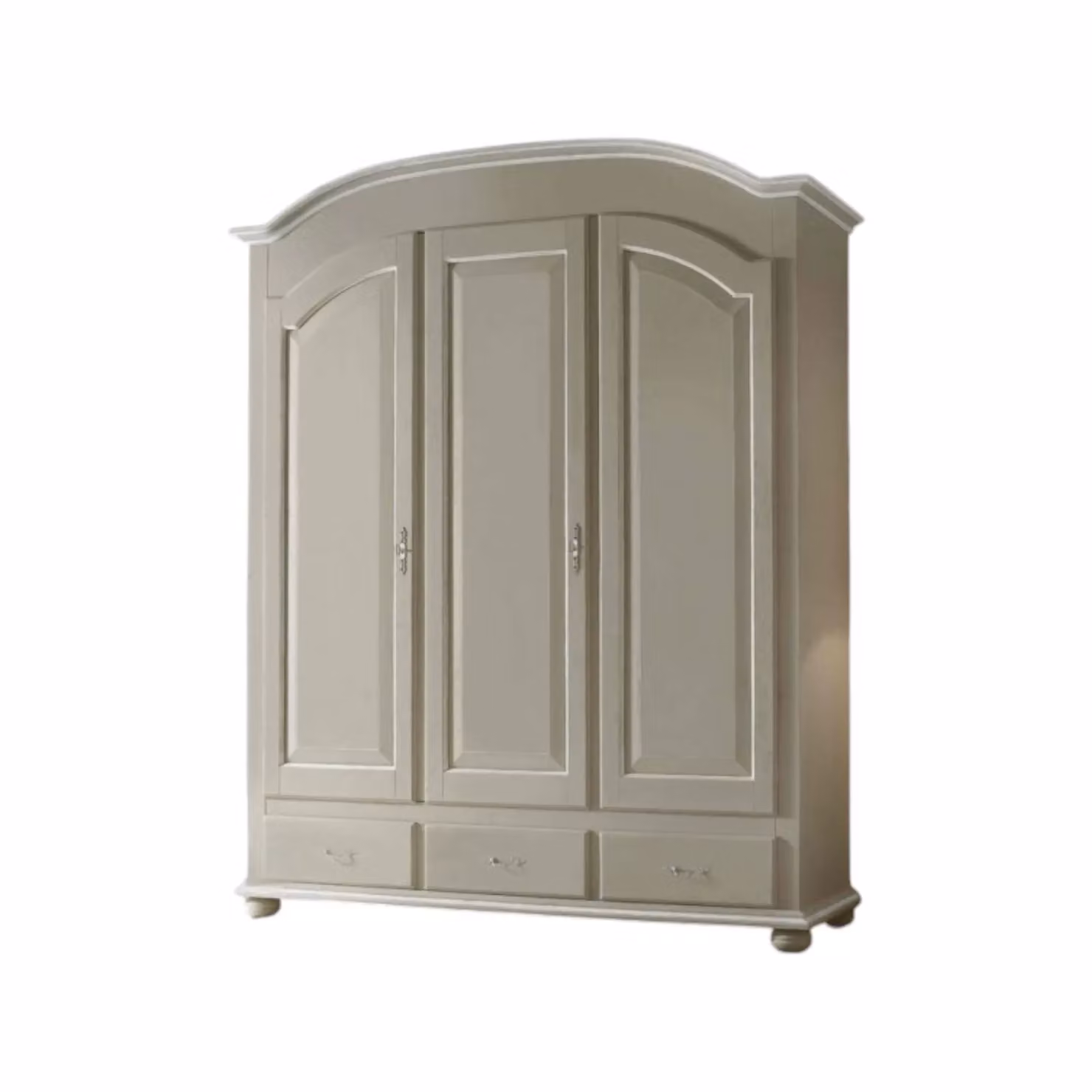 Armadio shabby chic in legno con 3 ante e cassetti Mobili 2G grigio e bianco L/P/H: 181 x 61 x 224 cm – 2