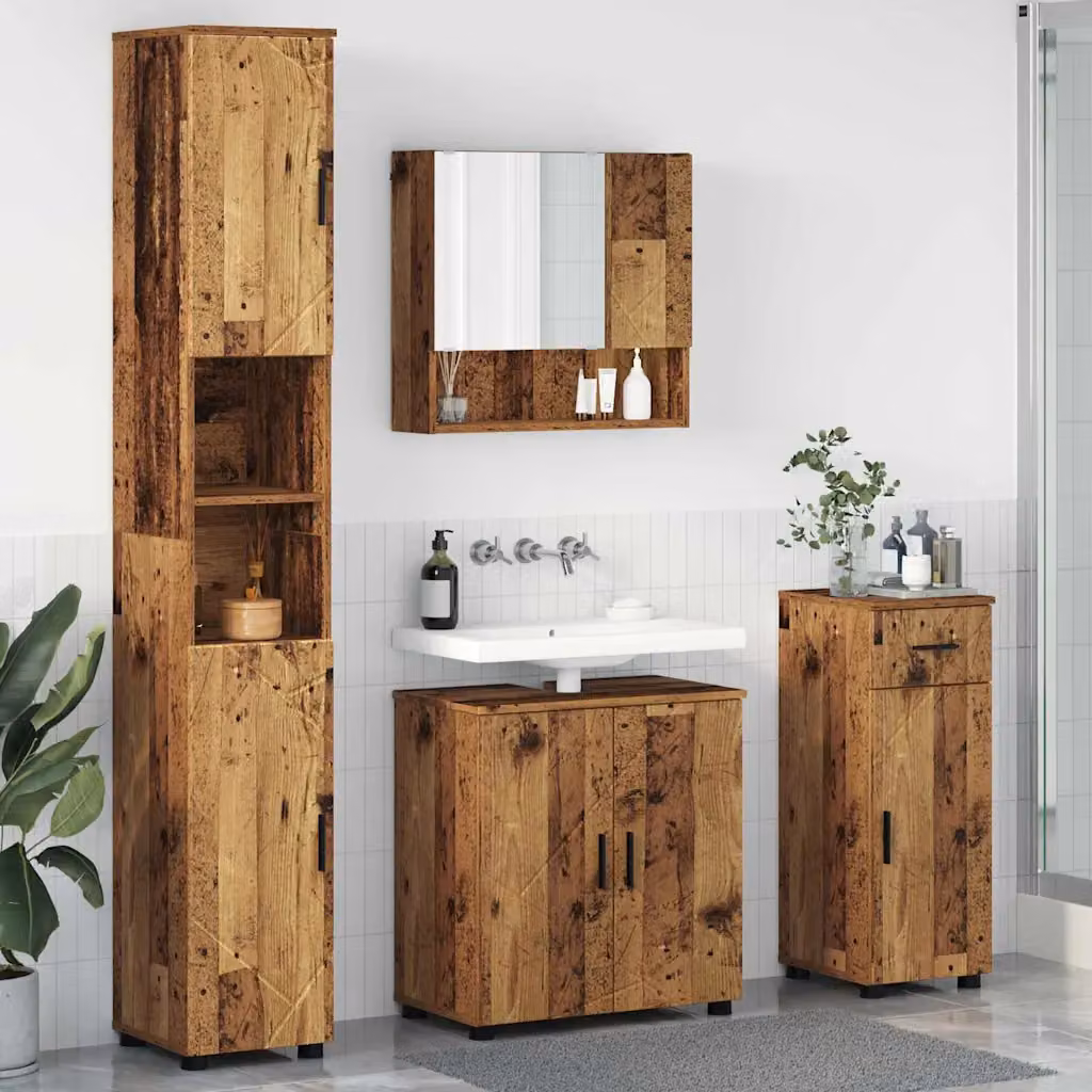 Set di mobili per il bagno vidaXL 4 pezzi in stile moderno marrone e nero L/P/H: 61 x 35 x 64 cm – 1