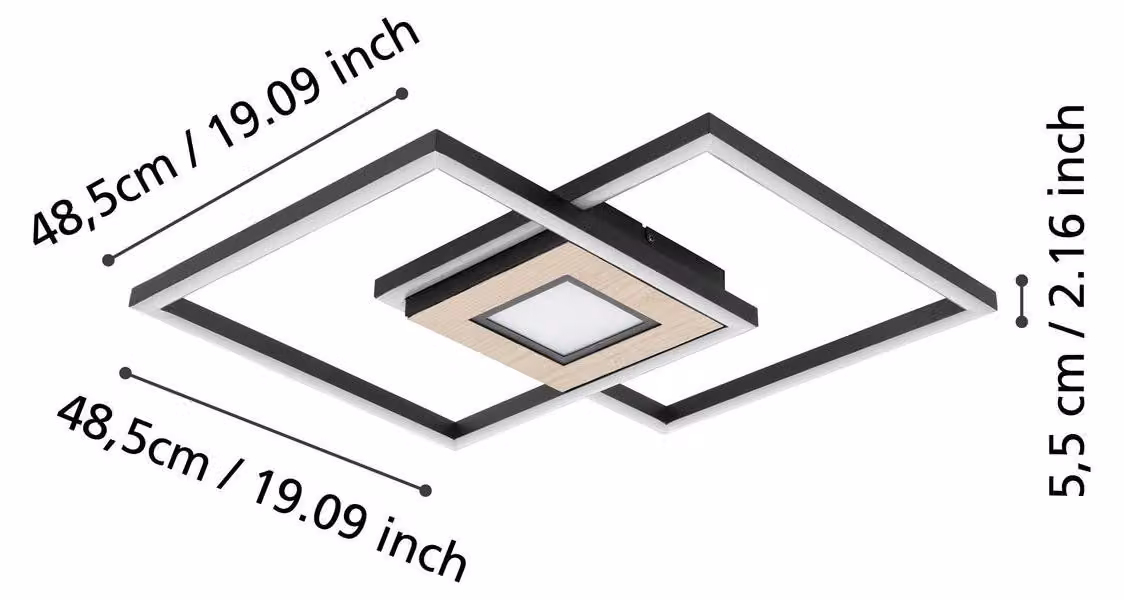 MARINELLO lampada da parete/soffitto Illuminazione - L48,5 x L48,5 x H5,5 cm - nero, marrone - IP20