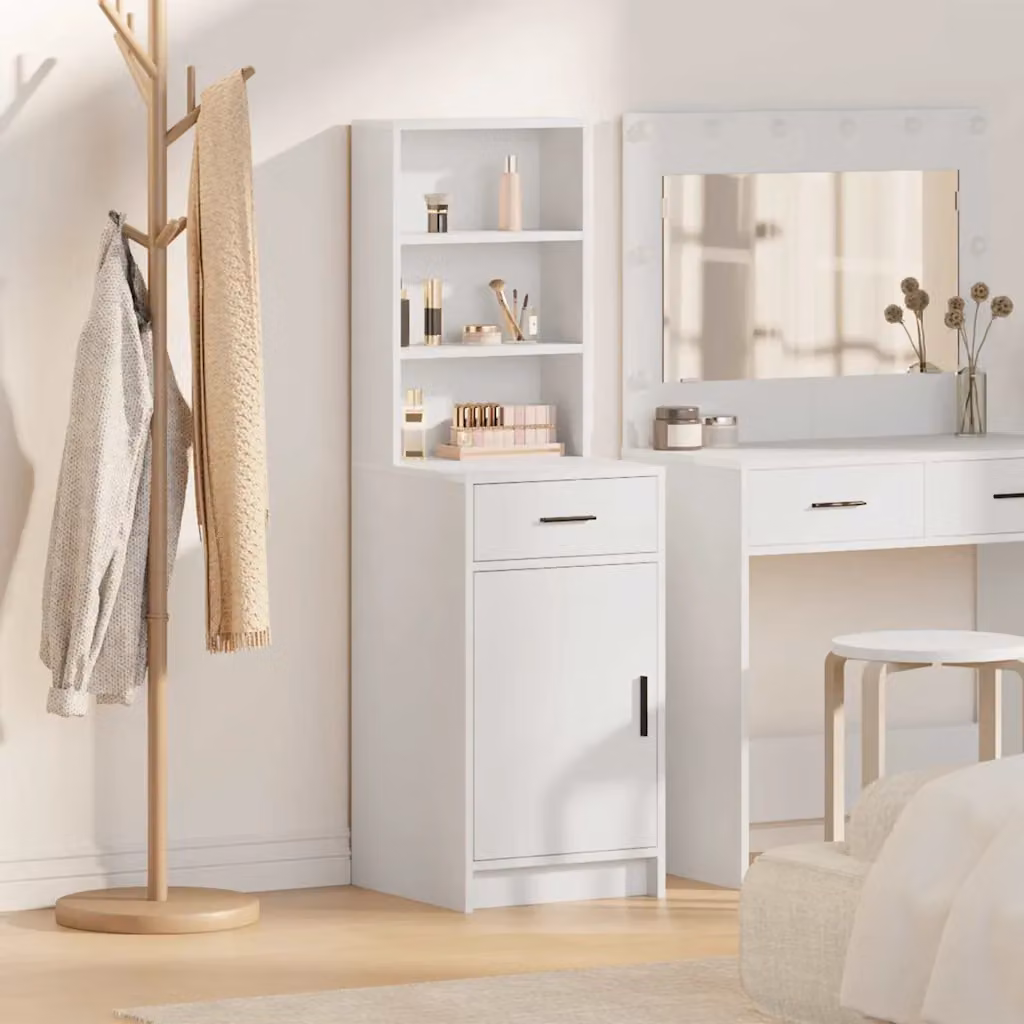 Credenza moderna vidaXL in legno ingegnerizzato bianco con illuminazione LED L/P/H: 41 x 40 x 135 cm