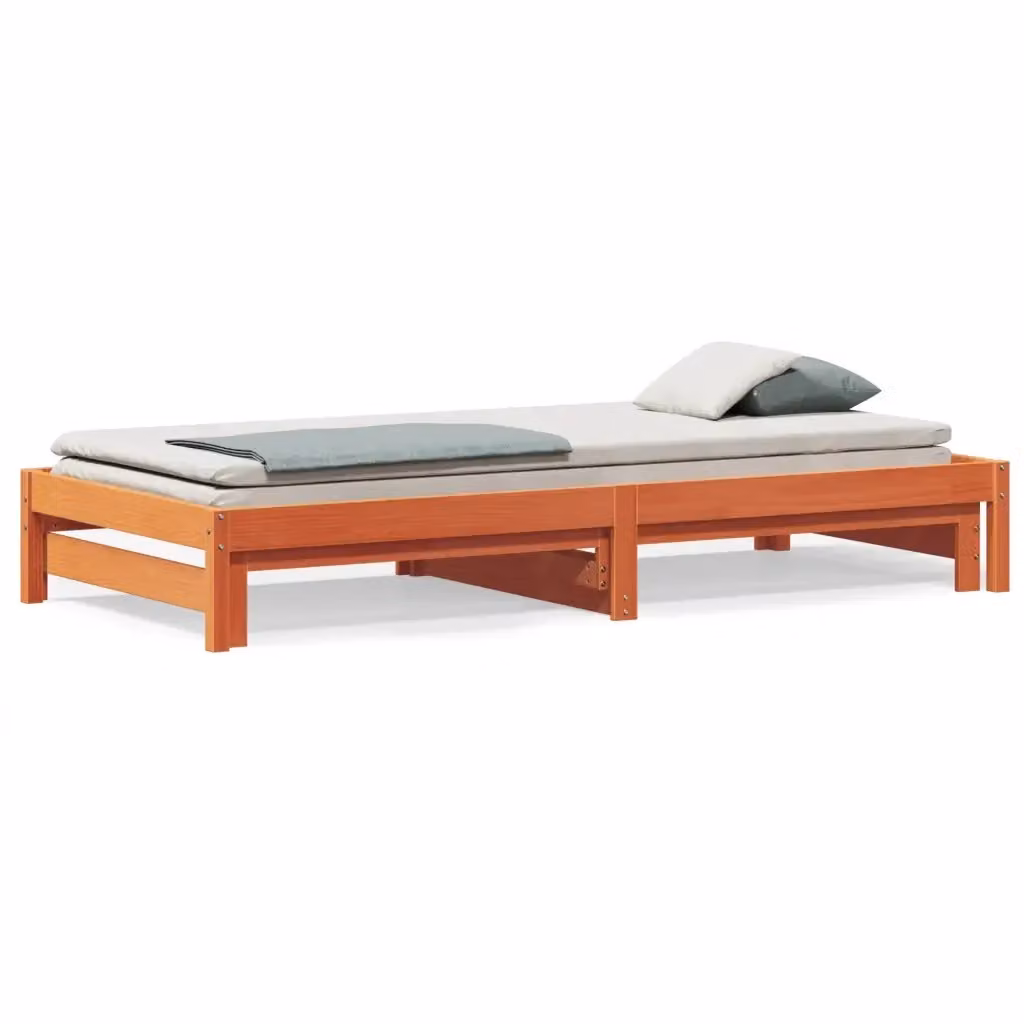 Divano con Letto Estraibile vidaXL in Legno di Pino Massello Marrone Cera – 2