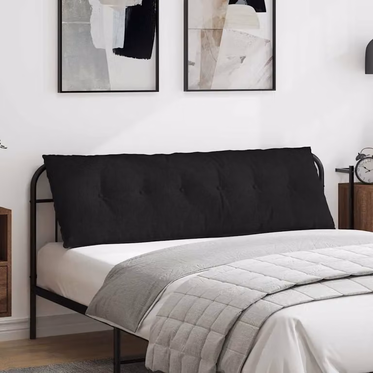 Cuscino per schiena sagomato vidaXL nero con rivestimento rimovibile in poliestere L 160 x P 19 x H 50 cm