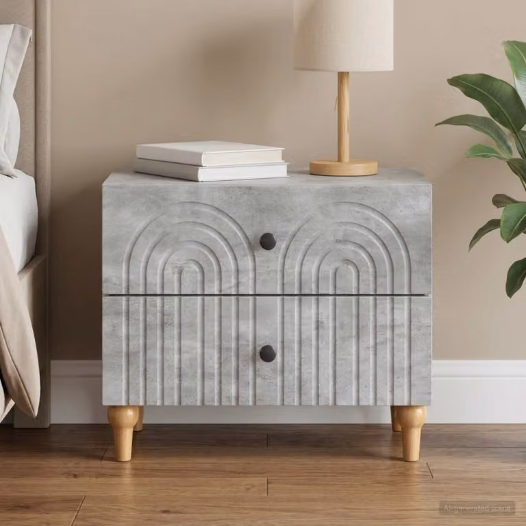 vidaXL Armadio da Notte Moderno con Cassetto Grigio Cemento L: 62 cm, P: 34,5 cm, H: 48 cm