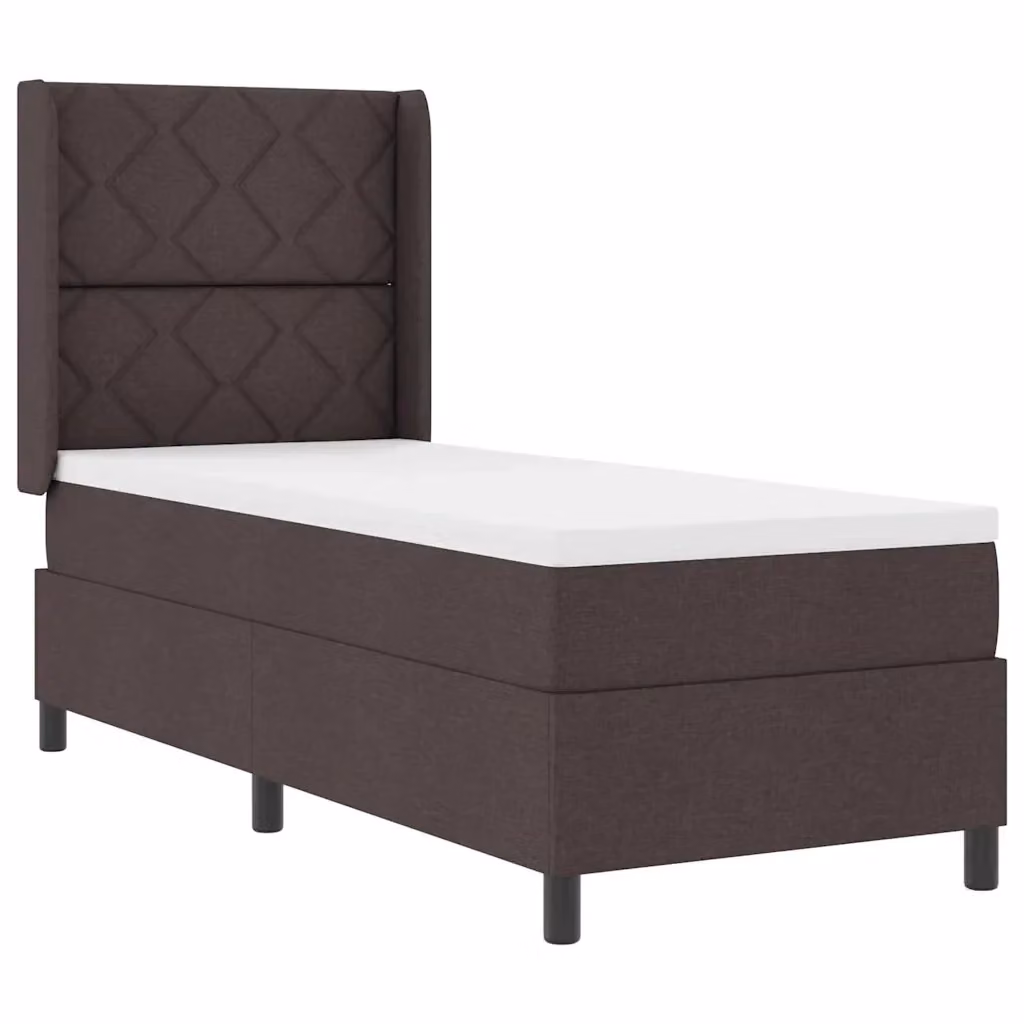 Letto moderno vidaXL con molle a sacchetto e illuminazione LED sottostante, rivestimento in tessuto marrone, L/P/H: 190 x 90 x 33 cm – 2