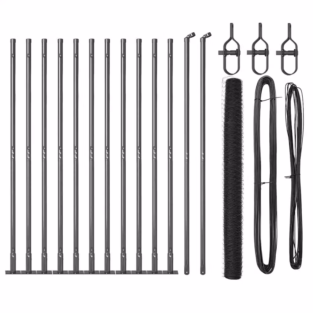 Recinzione esagonale vidaXL in acciaio rivestito in PVC grigio L: 25 m, H: 1,5 m – 2