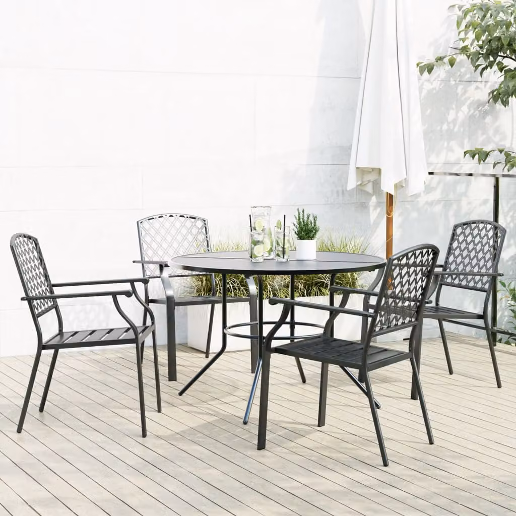 Set di 5 sedie da giardino impilabili vidaXL in acciaio verniciato antracite