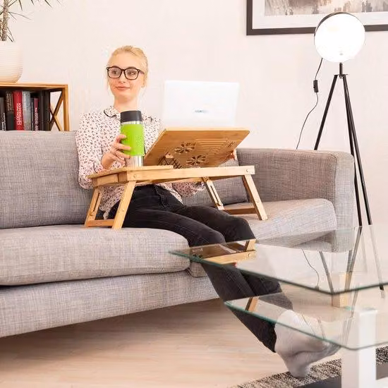 Tavolino per laptop da letto Famanu - Regolabile in altezza, 35D x 69L x 30A cm