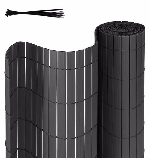 Recinzione da giardino in PVC 1,4x3 m, antracite – Recinzione da giardino a forma di W resistente al vento e alle intemperie e tenda da balcone